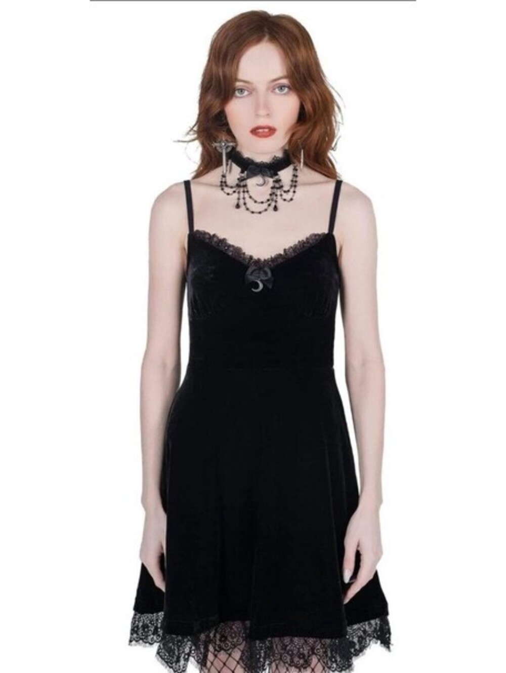 Killstar Moonstruck Velvet Skater Dress Black NEW Women's Size Small NWT